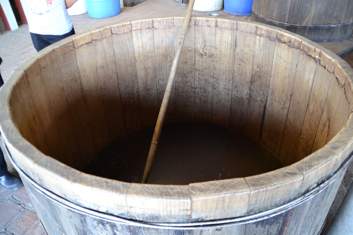 empty wooden barrel for agave
