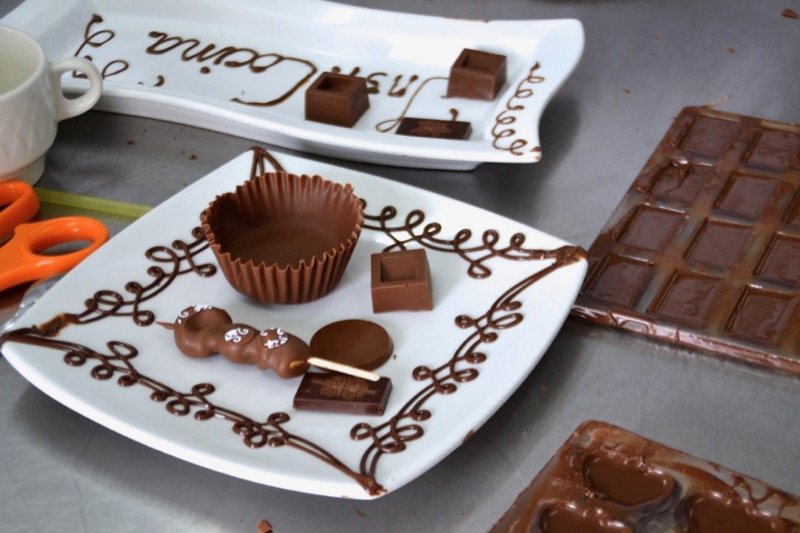 chocolate decorations on table 