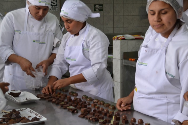 culinary students making chocolate