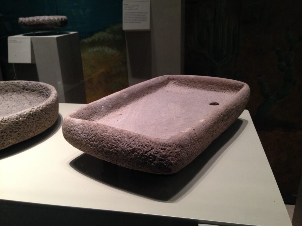 metate in a museum on display