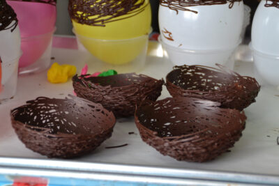 chocolate nest, chocolate bowl, chocolate decorations